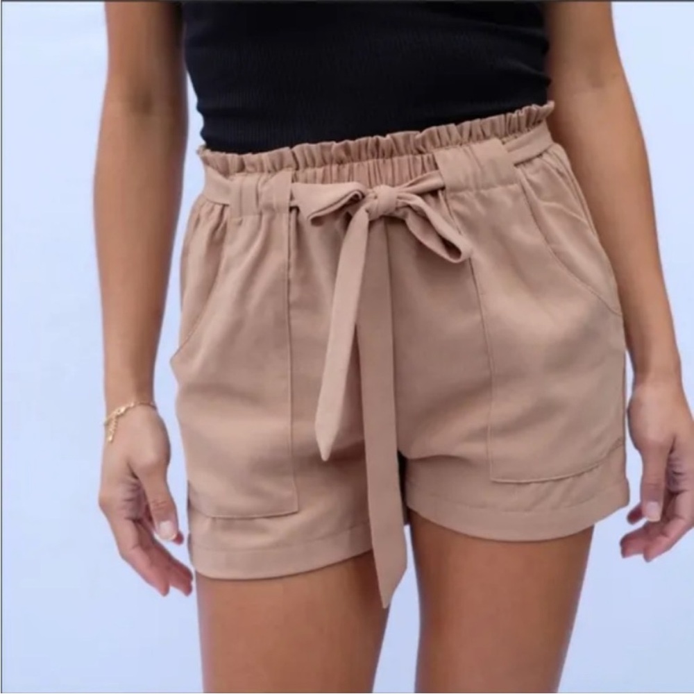 Women's Tan Shorts with Tie Waist